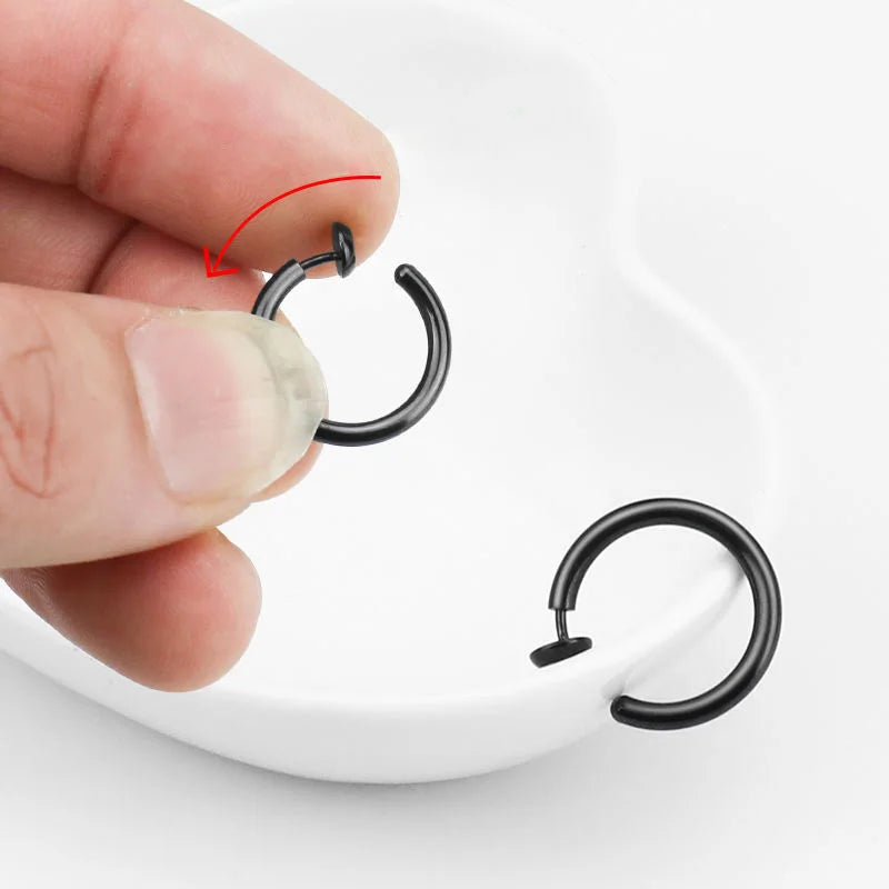 2 Stücke Kleine Hoop Frühling Ohrclips Ohrringe Für Frauen Männer Edelstahl Schmerzlos Kein Piercing Stealth Gefälschte Ohrschmuck 8-16mm