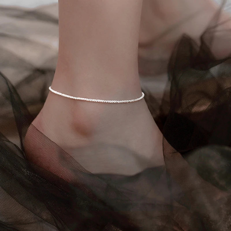 Fußkettchen aus 925er-Sterlingsilber, schillernde Kette, klare CZ, geometrisch, elegant, für Frau und Mädchen, Modeschmuck, Geschenk, Dropship-Großhandel