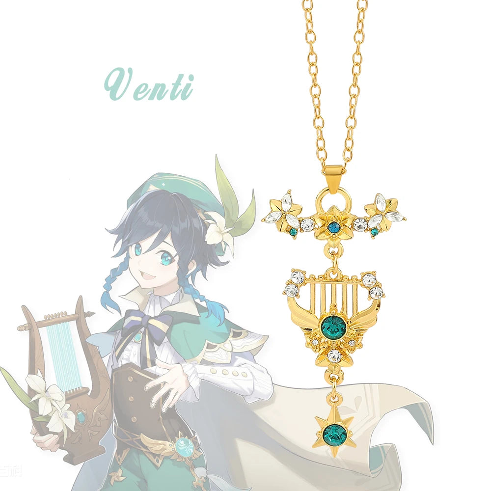 Neue Anime Genshin Impact Anhänger Halskette Für Frauen Trendy Schmuck Zirkon Schlüsselbein Kette Kazuha Tartaglia Venti Cosplay Halskette