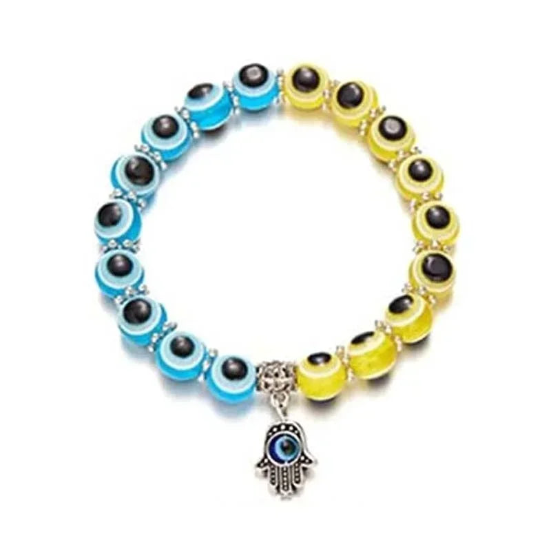 2 Stück Vintage Blue Evil Eye Armband für Frauen, die Glück, Amulett, Hand der Fatima wünscht, Armband, Glück, Türkei, bunt, einfach, trendig