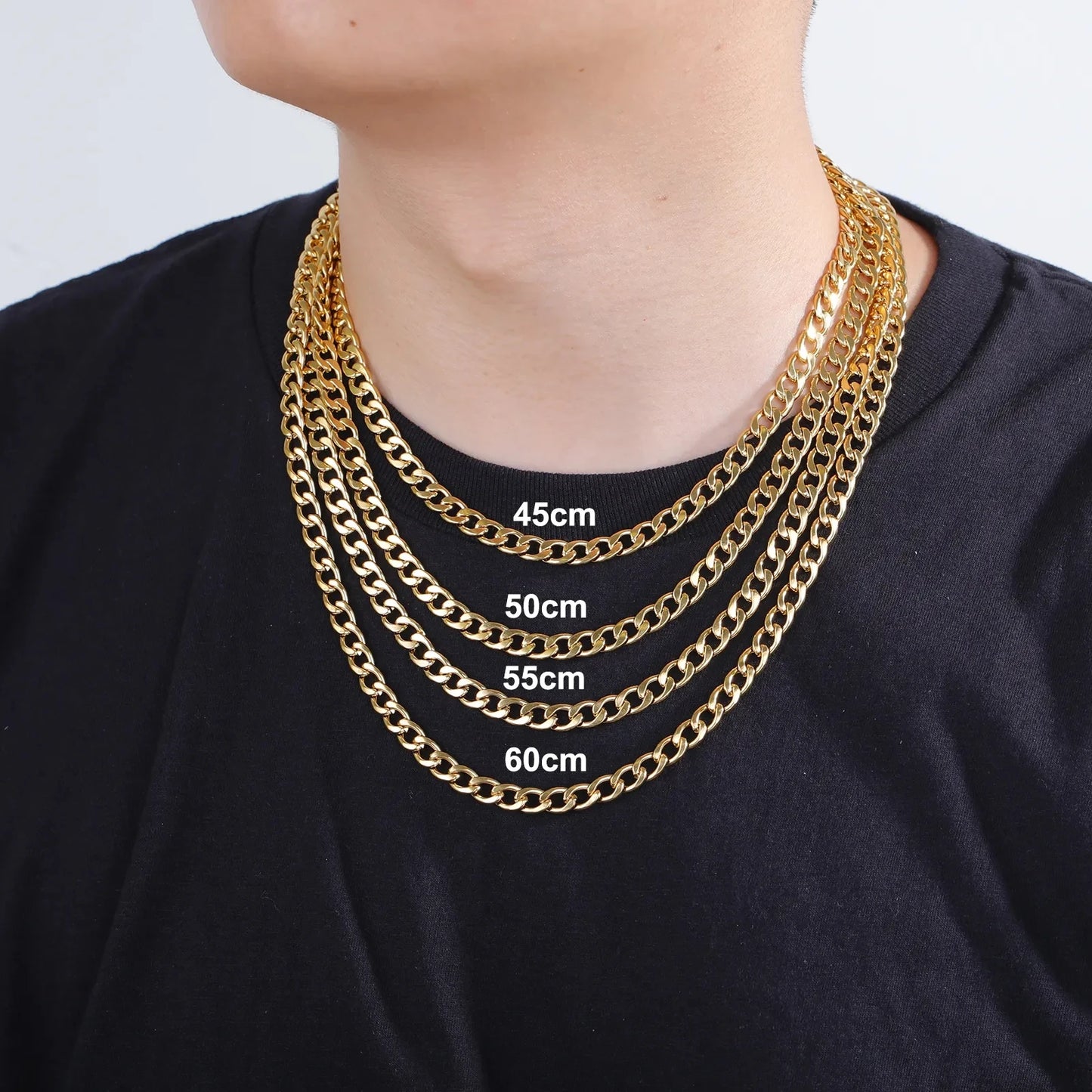 Teamer Kubanische Kette Halskette für Männer Frauen Basic Punk Edelstahl Curb Link Kette Colliers Gold Farbe männer Halsketten schmuck
