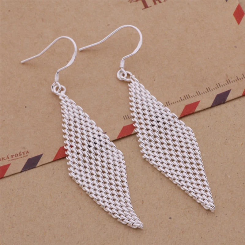 Ohrringe aus 925er-Sterlingsilber, Netzstoff, für Damen, exquisiter Student, Freundin, Schmuck, Accessoires, Hochzeit, Mode, Geschenk