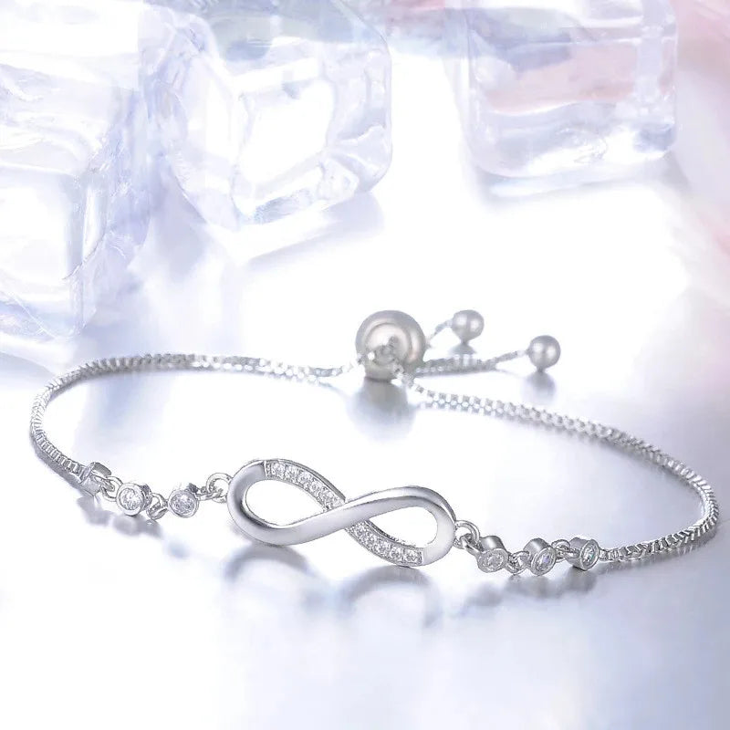 Neue feine 925er-Sterlingsilber-Armbänder mit hübschen Kristallen für Damen, Modeschmuck, Party, Hochzeit, Accessoires, Valentinstagsgeschenke