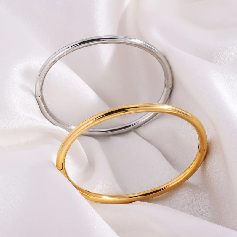 ZAKOL Wasserdichtes Edelstahl-Manschettenarmband, Armreifen für Damen, glattes Metall, zu öffnende Armbänder, Schmuck, Geschenk