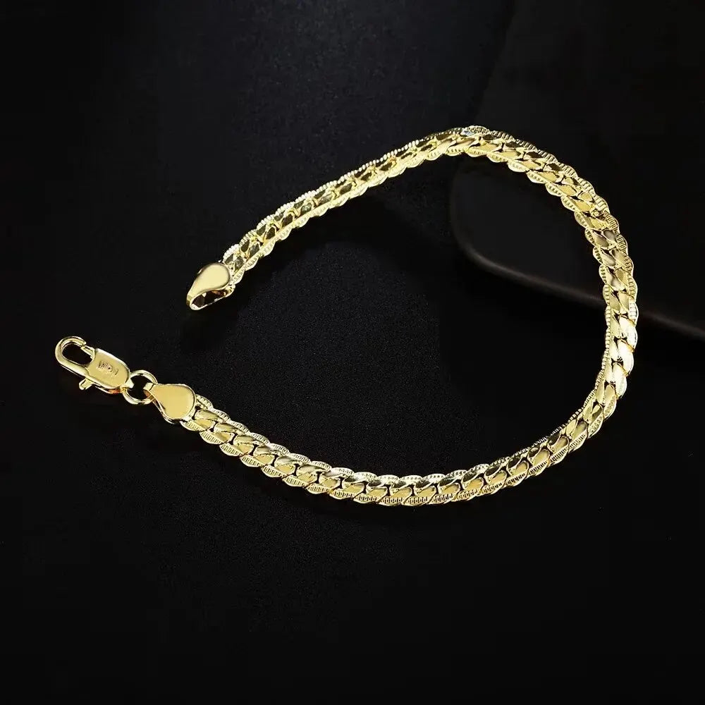 2-teiliges Set mit kubanischer Kette, Halskette, Armband-Set für Herren, goldfarben, flache Kette, Herren-Choker-Armband, Hiphop-Schmuckset