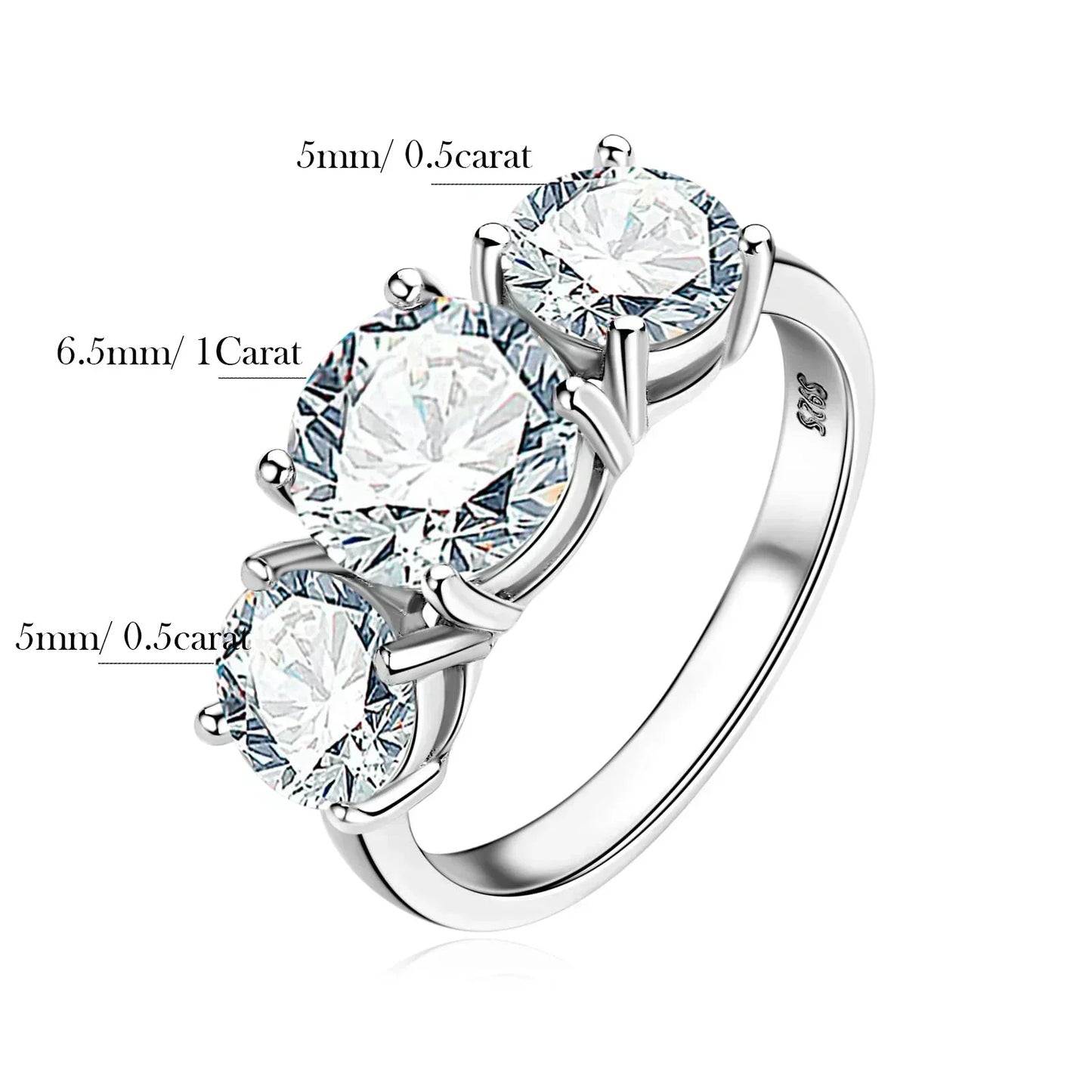 4-Karat-Moissanit-Ring mit Zertifikat, 925er-Sterlingsilber, Labordiamant im Brillantschliff, Verlobungsring, Ehering für Frauen