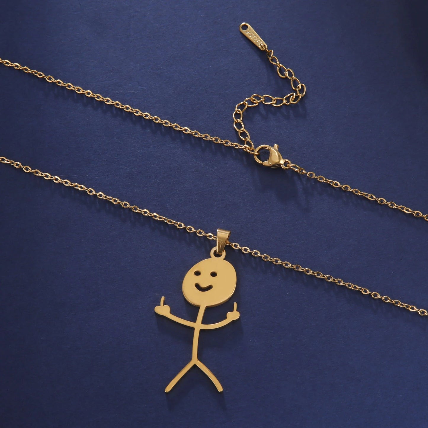 Skyrim Hip Hop Doodle Halskette für Männer Frauen Edelstahl Lange Hals Kette Mode Mittelfinger Stickman Schmuck Neu