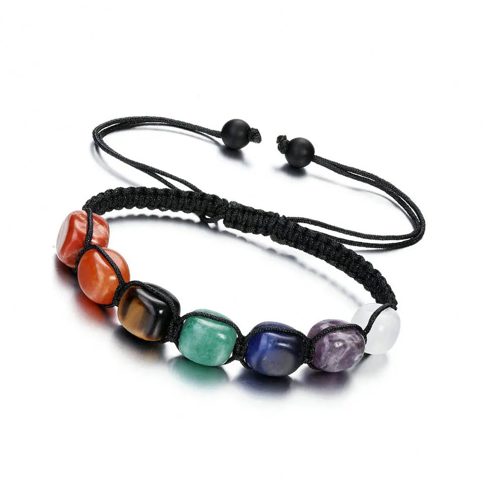 Top Plaza 7-Chakra-Behandlung Kristall-Armband Yoga Stein verstellbare Perlen Armband Meditation Entspannung Angst Damen-Armband
