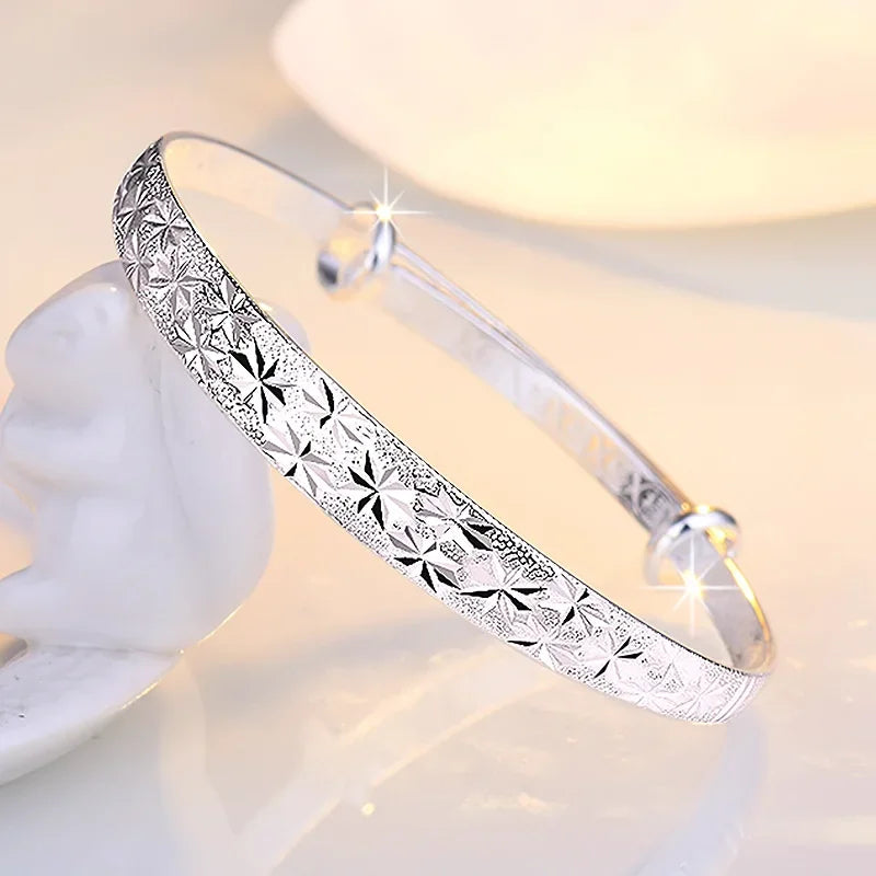 Trendige Armreifen aus 925er-Sterlingsilber, niedlich, offen, für Damen, Modeschmuck, Anpassungsgröße, Manschette, Hochzeit, Party