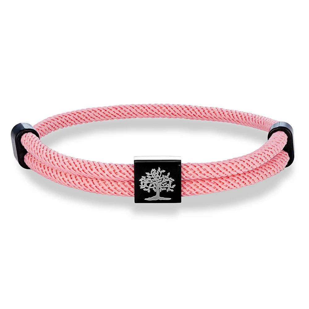MKENDN Handgefertigtes marineblaues geflochtenes Seilarmband aus Edelstahl. Der Baum des Lebens, quadratische Armbänder für Männer und Frauen, Paarschmuck