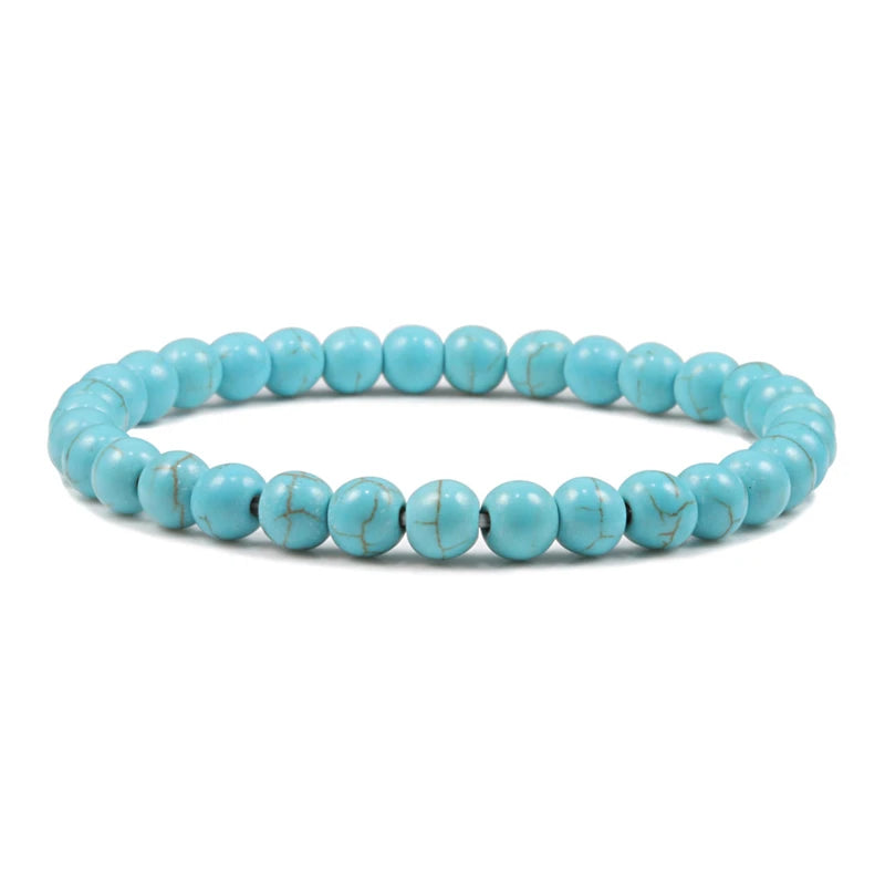 Natürliche Stein Elastische Armband 6mm Charme Männer Schwarz Lava Blau Perlen Strang Armbänder für Frauen Yoga Meditation Schmuck pulseira