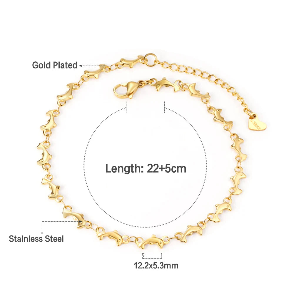 LUXUSTEEL Edelstahl Fußkettchen Armbänder Für Frauen Quaste Seestern Charme Gold Farbe Link Kette Auf Bein Mode Fuß Schmuck