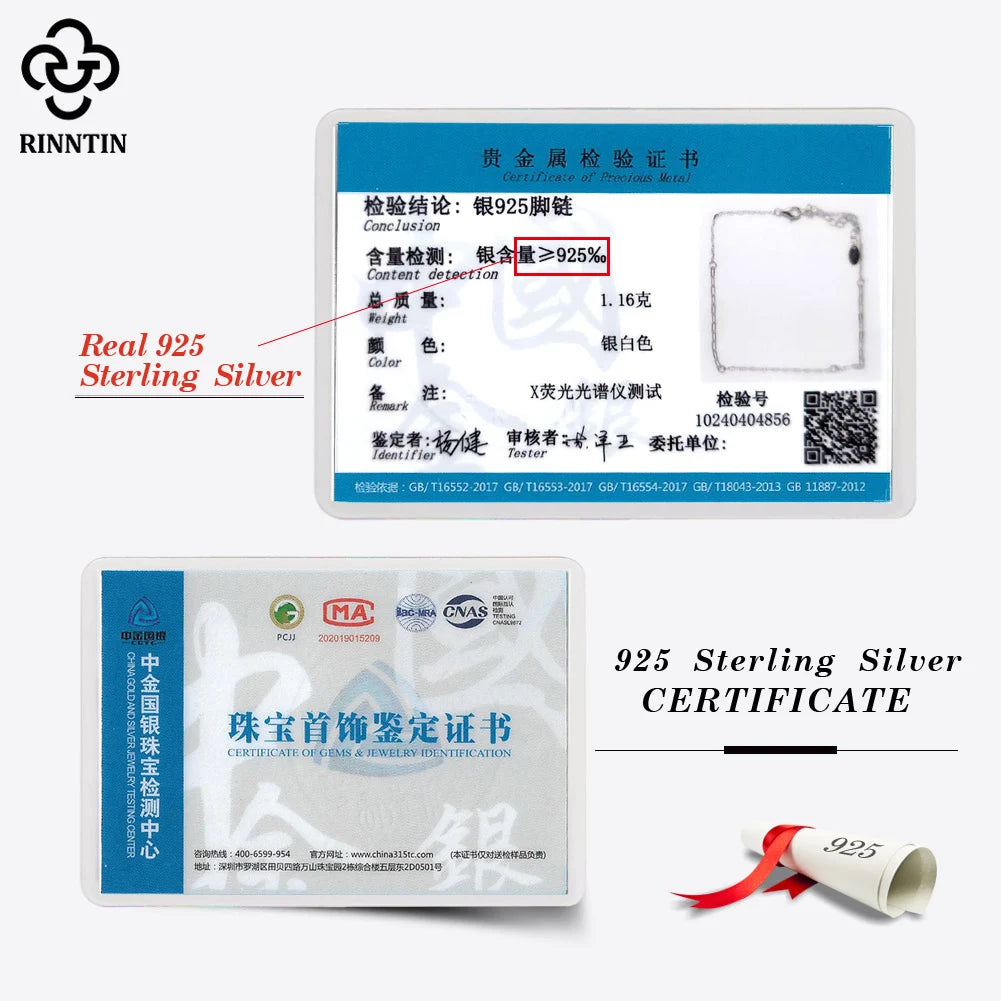 Rinntin Fußkettchen aus echtem 925er-Sterlingsilber, Mariner und Büroklammer, Fußkette, Strand, Minimalismus, Fußkette, Fußkettchen, Armbänder, SA83