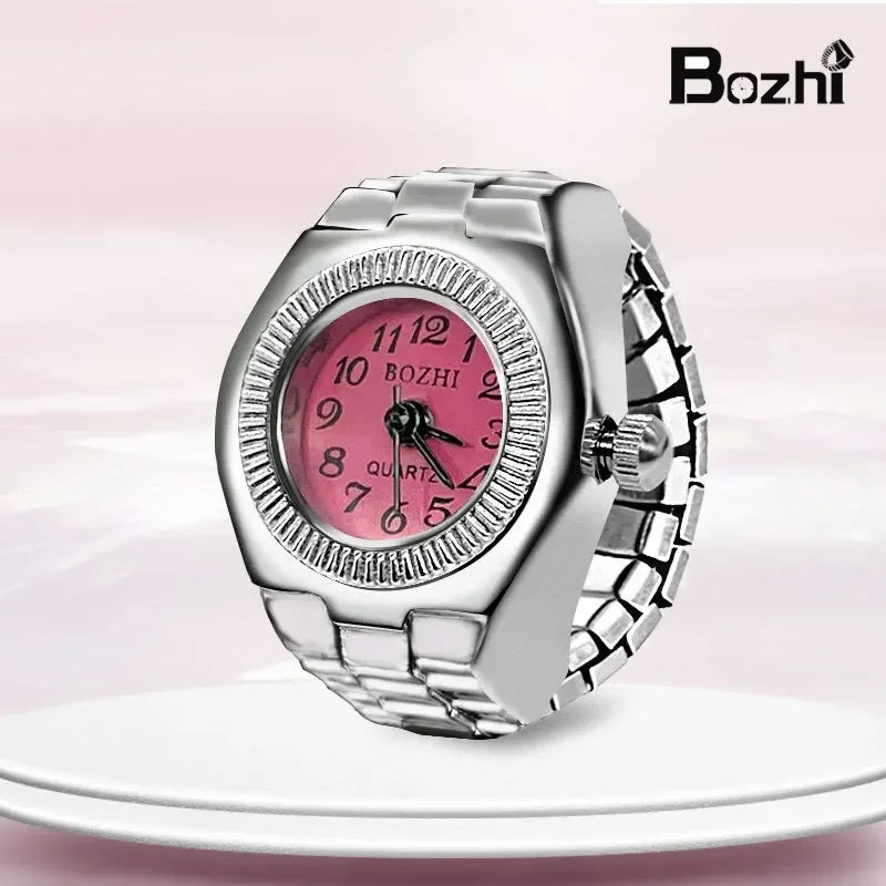 Vintage Punk Quarz Fingeruhr Ring für Frauen Männer Paar Ringe Digitale Uhren Elastische Dehnbare Finger Band Ring Schmuck Uhr