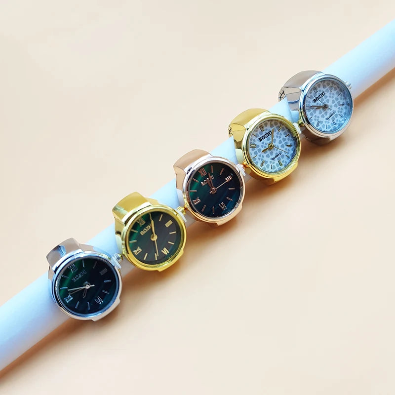 Heißer Verkauf Finger Uhr Ring Kreative Bewegung Mode Zubehör Vintage Legierung Shell Quarzuhr Männer Schmuck Frauen Geschenk