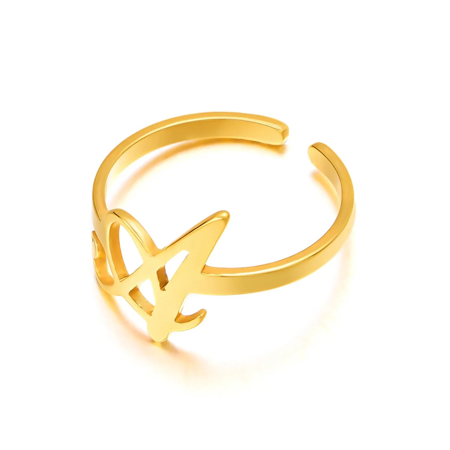 Ringe mit Anfangsbuchstaben für Damen, goldfarben, Edelstahl, A-Z, Buchstabe, verstellbarer Ring, ästhetisch, Hochzeit, Weihnachten, Schmuck, Geschenk