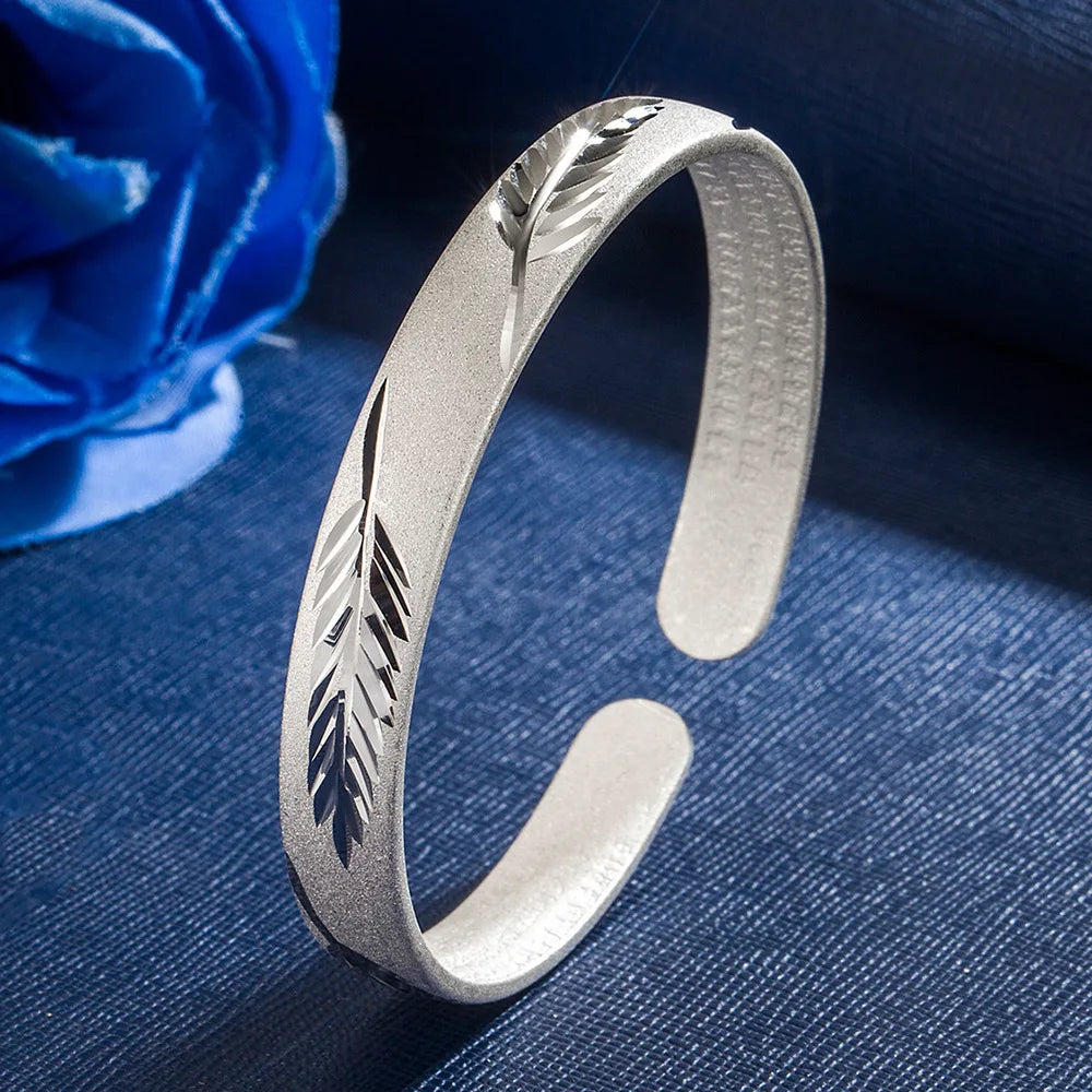 Mode 925 Sterling Silber Blatt Zuckerguss Manschette Armreif Armbänder Für Frauen Luxus Schmuck Großhandel