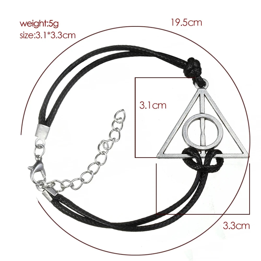 Neuer Modeschmuck, antiker Charme, Potter Heiligtümer des Todes, Lederband-Armband für Männer und Frauen, Geschenke