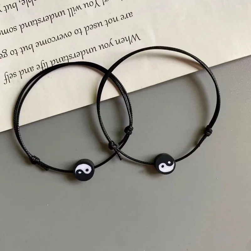 2 teile/lose Seil Armband für Frauen Männer Chinesischen Yin Yang Stil Statemet Einstellbare Mode Hand Schmuck Paar Armband Großhandel