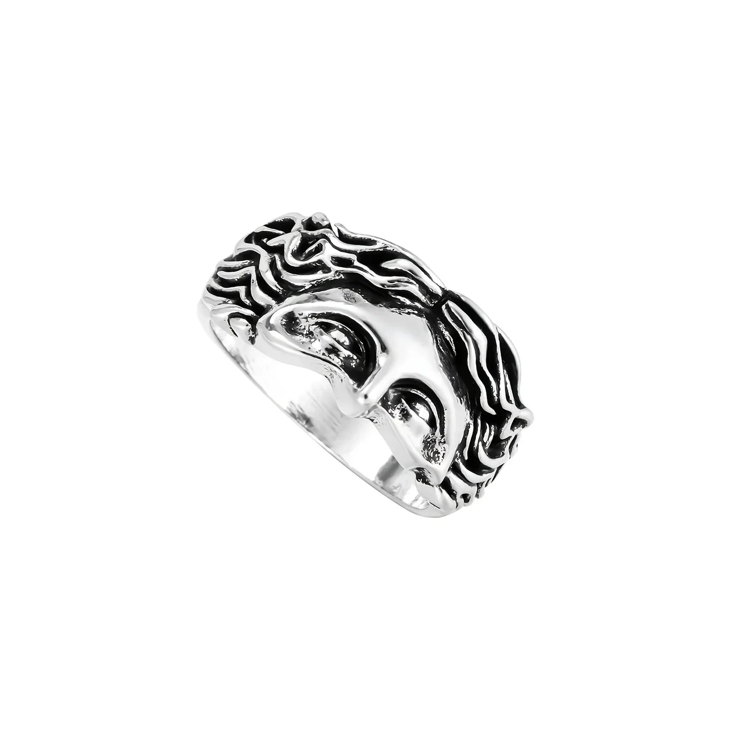 Vintage Gold Farbe Jesus Halbe Gesicht Offenen Ring für Männer Frauen Retro Religiöse Glaube Schmuck Reinem Kupfer Finger Ringe Bands Geschenke