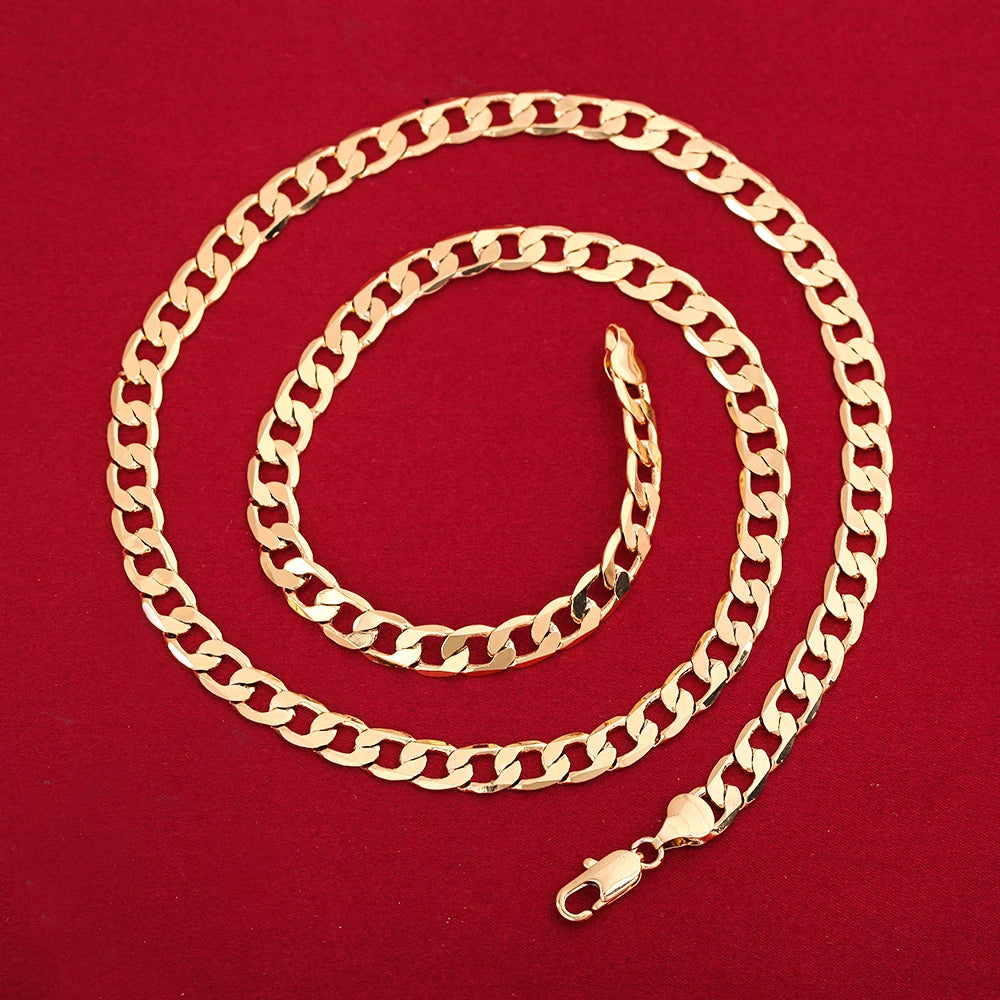 925 Sterling Silber 18 Karat vergoldet 8 mm Geometrie Kette Armbänder Halskette für Damen Herren Mode Luxus Designer Schmuckset