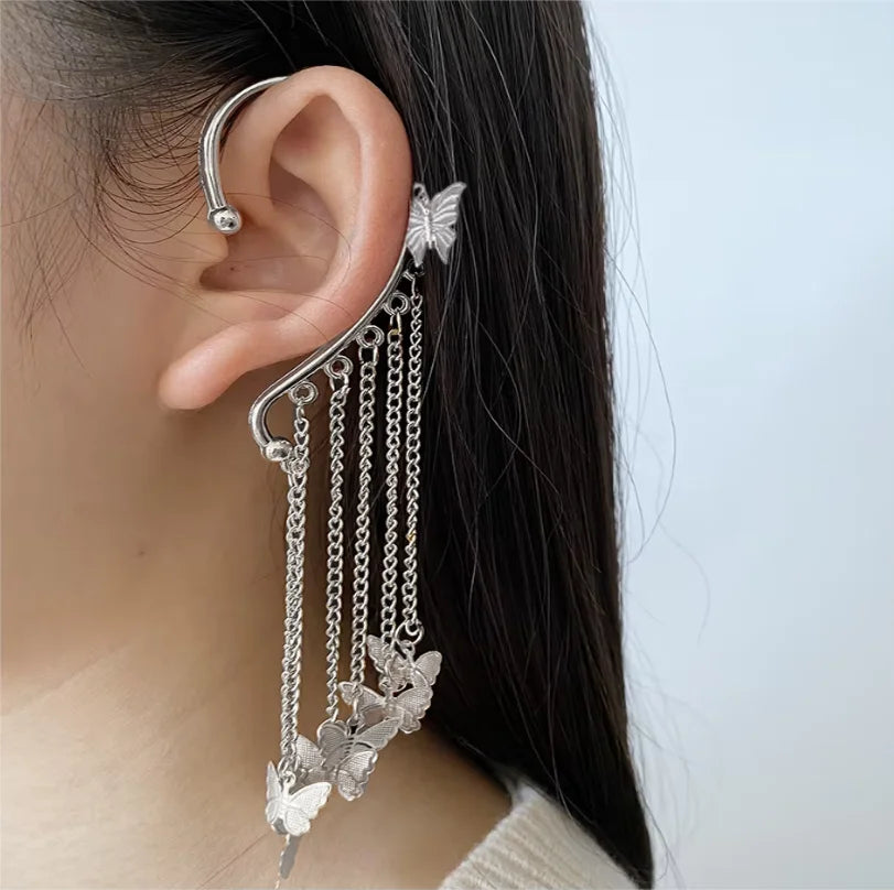 Aihua Neue Mode Gold Farbe Conch Shell Clip Ohrringe Für Frauen Einfache Gefälschte Knorpel Lange Quaste Ohr Manschette Schmuck Geschenke