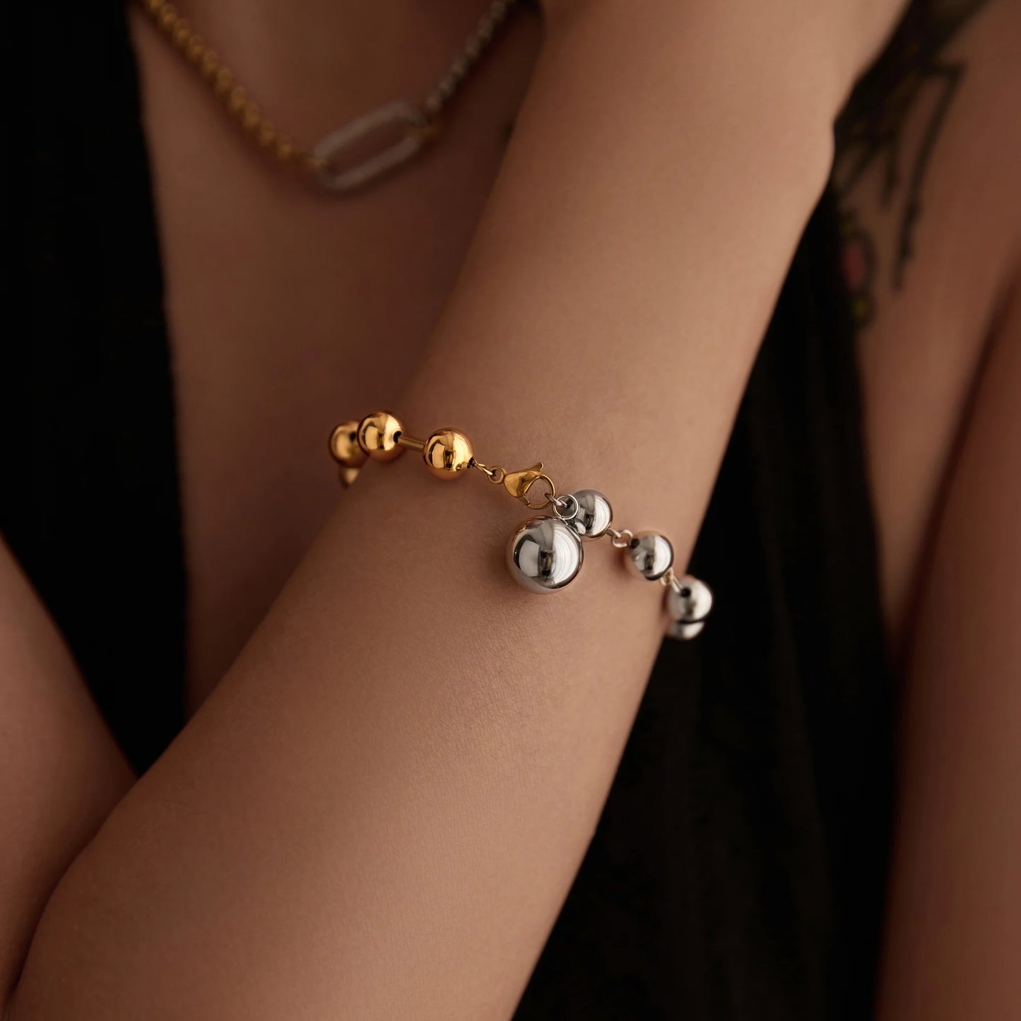 DASEIN 2025 Neue 18 k Gold Überzogene Französisch Gothic Ball Perlen Armband Edelstahl Hohe Qualität Vintage Punk Frauen Männer schmuck