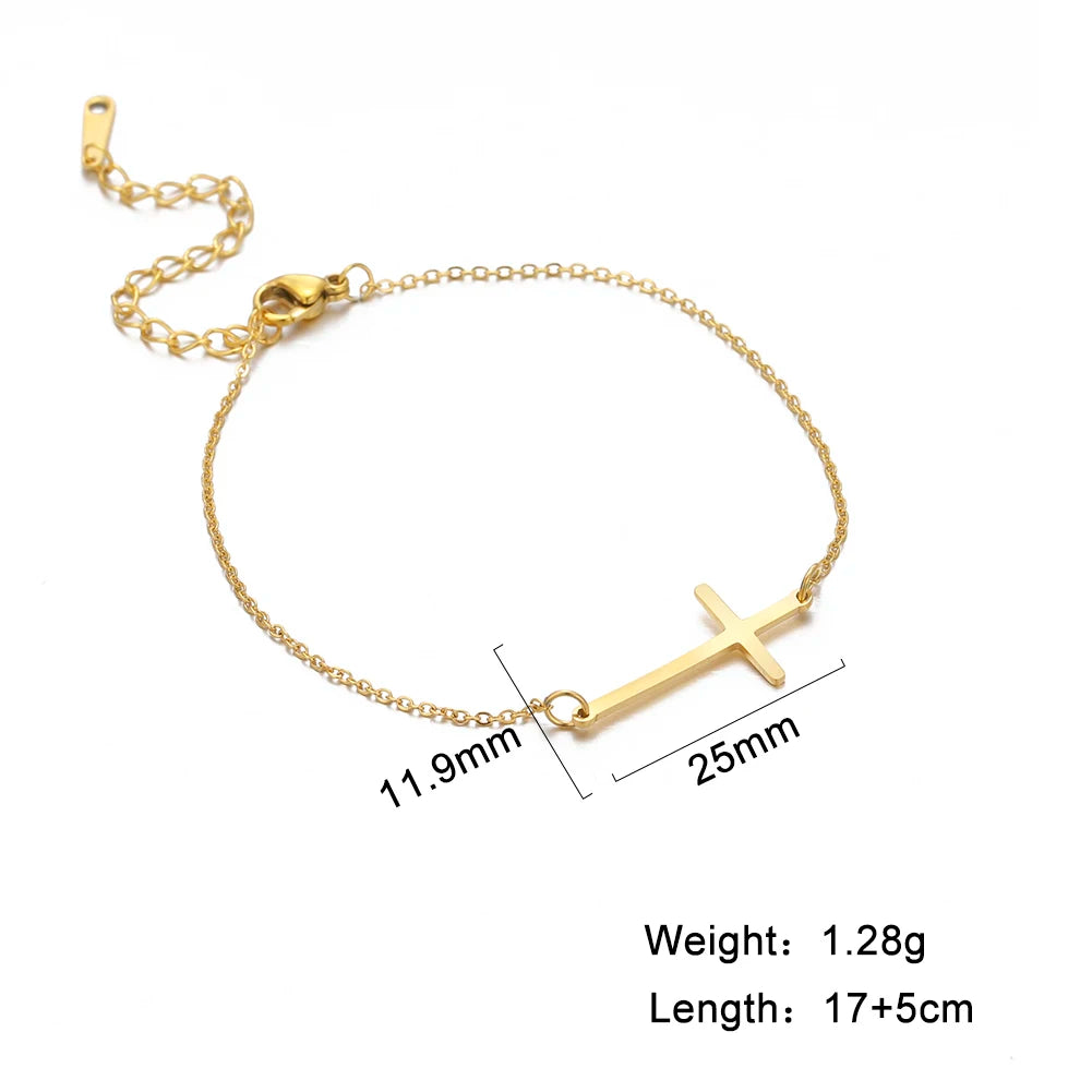 Amaxer Edelstahl Kreuz Anhänger Armband Für Frauen Mann Gold Farbe Pulseira Feminina Liebhaber Engagement Schmuck Geschenk