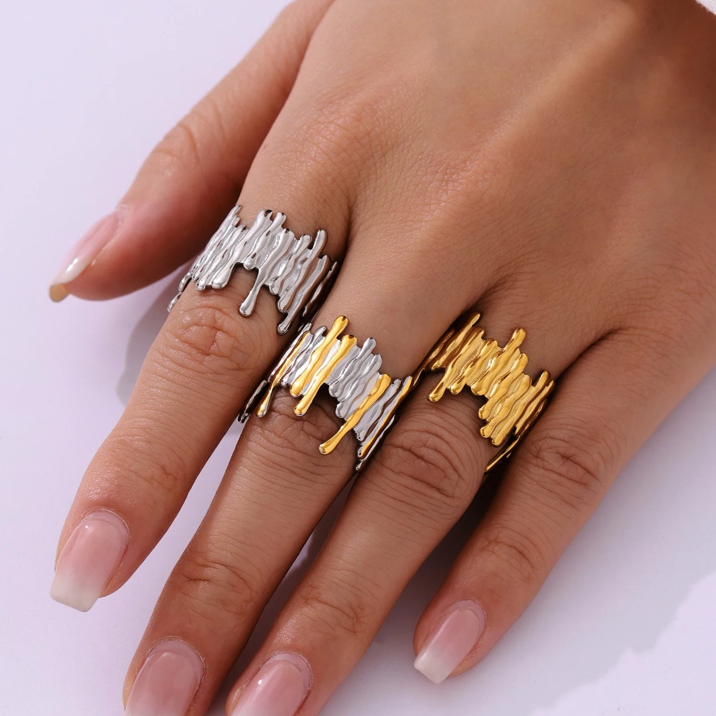 Vergoldeter personalisierter Ring aus Edelstahl 316, für Damenmode, goldfarben, Silber, offener Ring, Paar, wasserdichter Schmuck, Geschenk