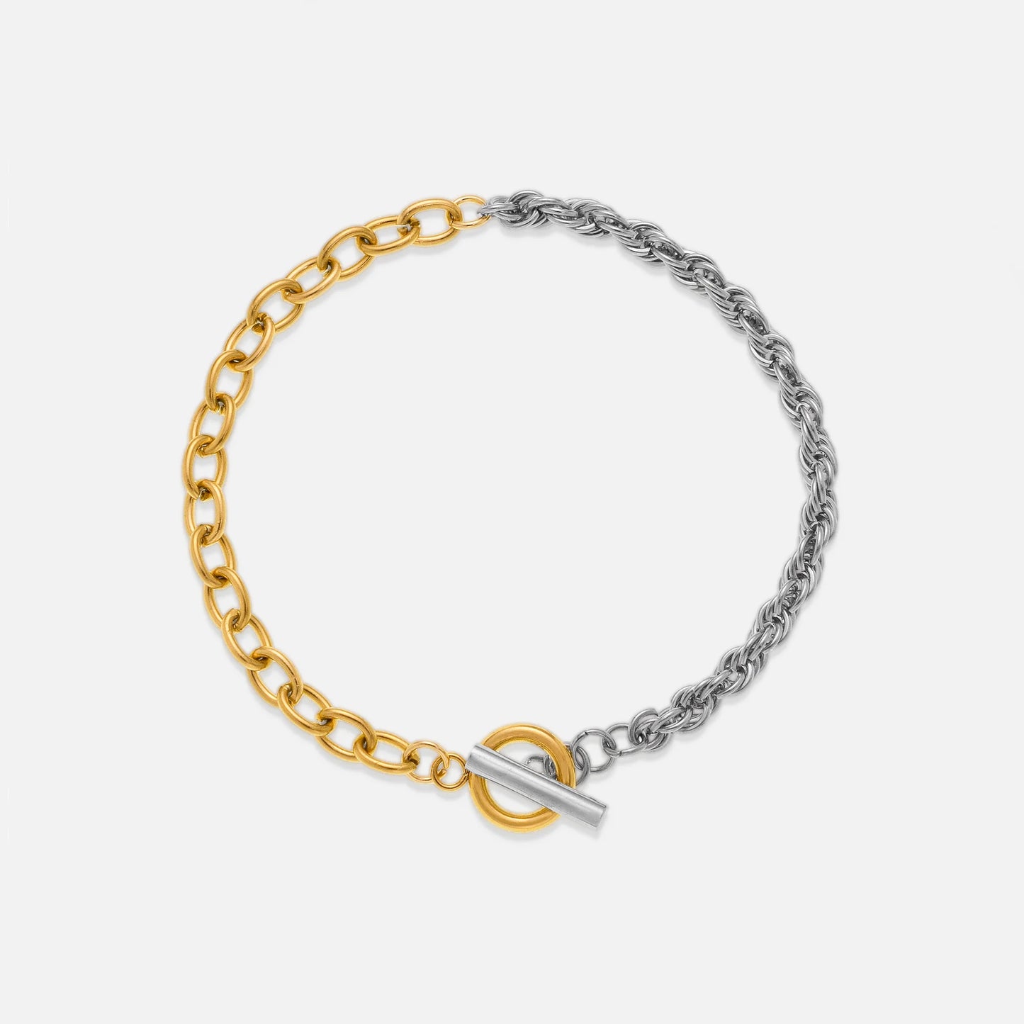 DASEIN Vintage-Set mit gemischter Farbe, Ot-Kette, Halskette, Armband, 18 Karat vergoldet, anlaufgeschützt, Edelstahl, Punk-Schmuck
