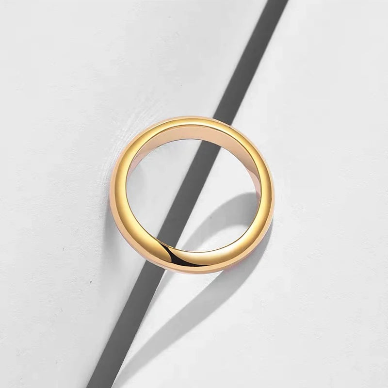 Lichtechter, feiner, 4 mm runder, 18 Karat goldener Ring für Damen und Herren, einfacher Ehering, Geschenkschmuck für Liebhaberpaare