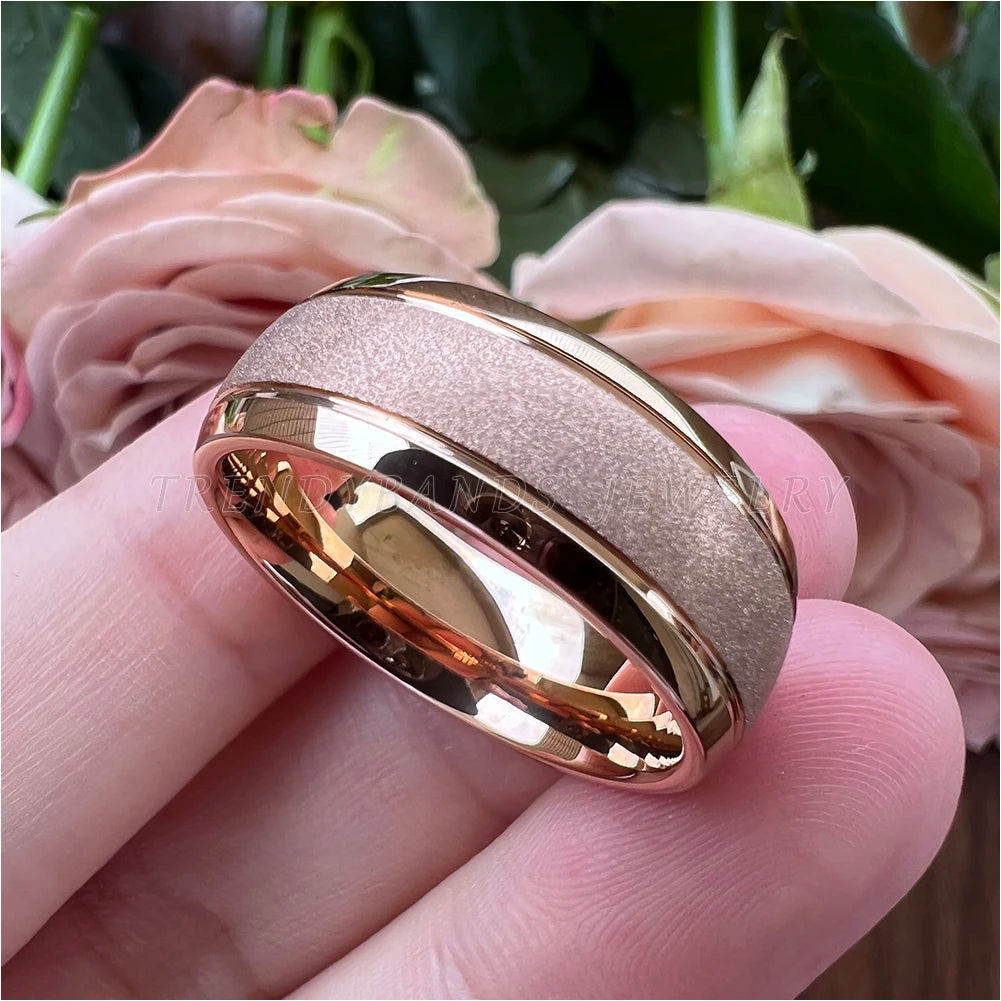 6mm 8mm Dropshipping Sandgestrahlter Wolframring für Damen Herren Mode Verlobung Ehering Comfort Fit