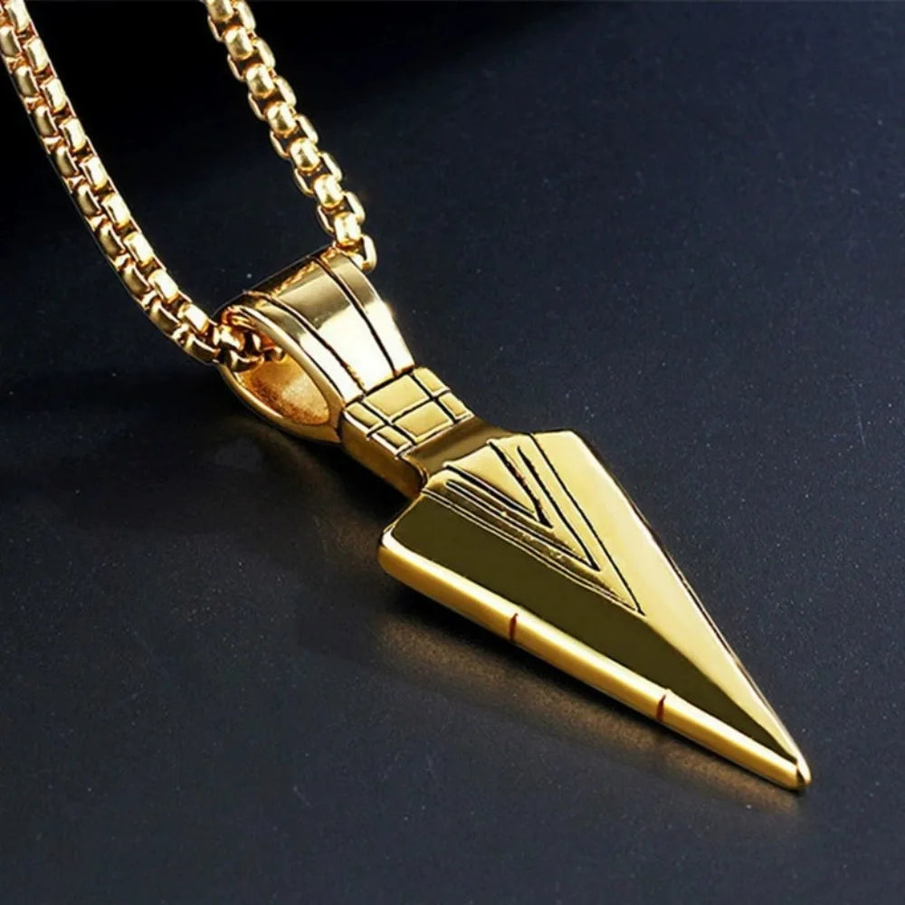 SUMENG Neue Mode Edelstahl Pfeilspitze Anhänger Halsketten für Männer Lange Kette Mode Schmuck