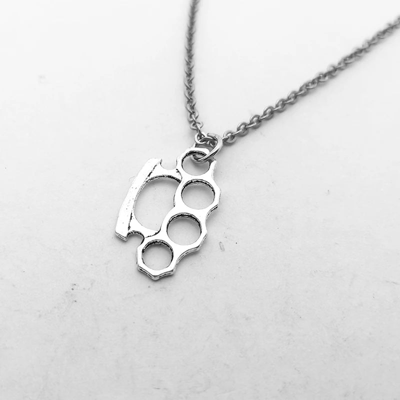 Halskette mit Schlagring-Anhänger für Damen und Herren, Halskette, Vintage, Sommer, Gothic, Gothic, Schmuck, Trend 2022, Accessoires, Urlaubsgeschenke