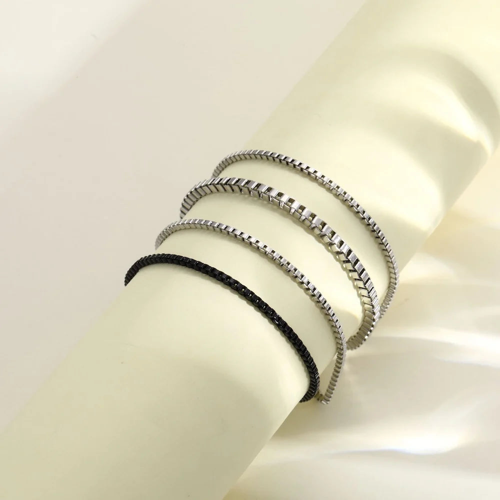 4 teile/satz Edelstahl Box Kette Armband Hip Hop Männer Multi-schicht Armband Schmuck Mode Zubehör Geschenke