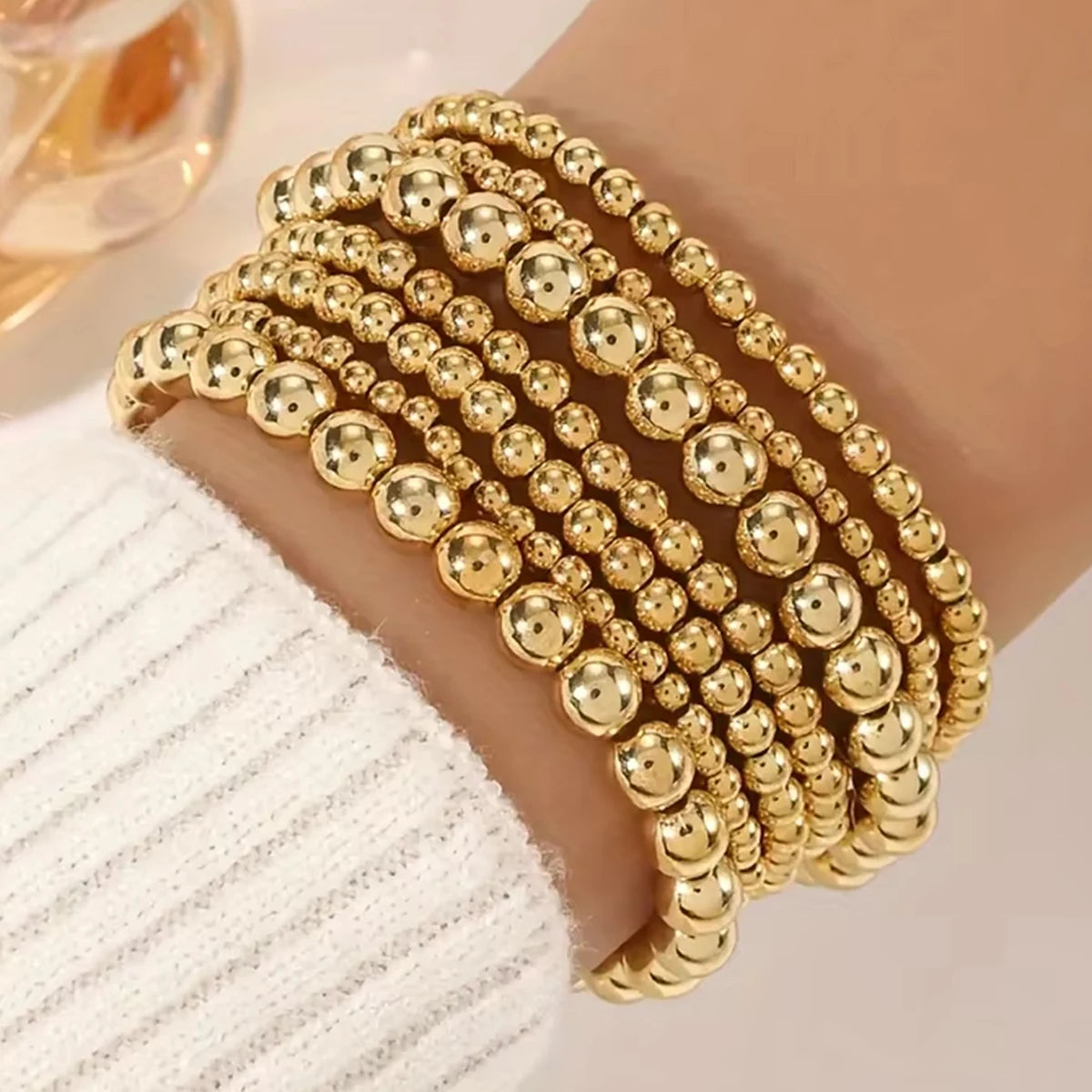 Bohemian CCB Perlen Perlen Armband Trend Multi Layer Gestapelt Elastische Seil Armband Set Frauen Elegante Täglichen Vielseitig Schmuck