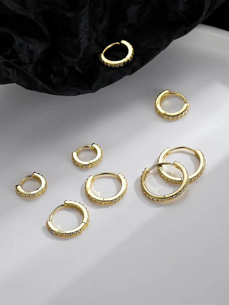 100 % echtes 925er Sterlingsilber, minimalistische böhmische runde Ohrschnalle für Frauen, Punk, Unisex, Rock-Creolen, Schmuckzubehör