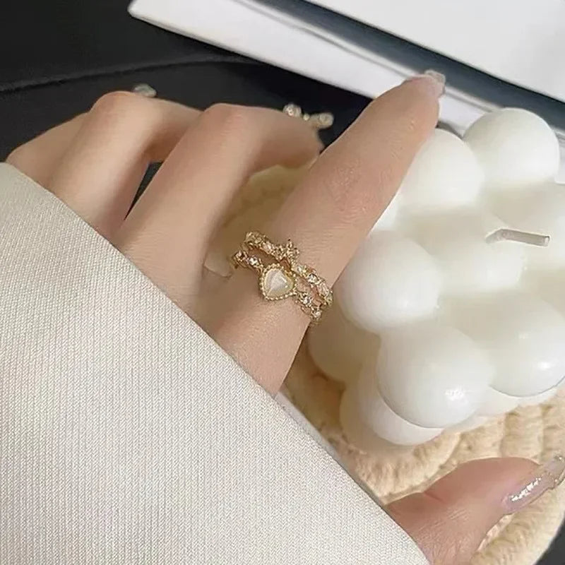 Y2k Unregelmäßige Offene Ringe Kristall Herz Bogen Schlange Finger Ringe für Frauen Mädchen Kpop Süße Trendy Ästhetischen Schmuck Geschenk Großhandel