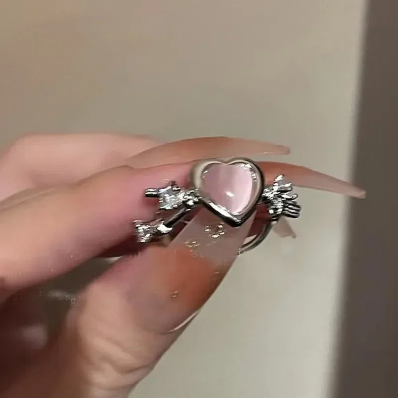 Y2k Unregelmäßige Offene Ringe Kristall Herz Bogen Schlange Finger Ringe für Frauen Mädchen Kpop Süße Trendy Ästhetischen Schmuck Geschenk Großhandel