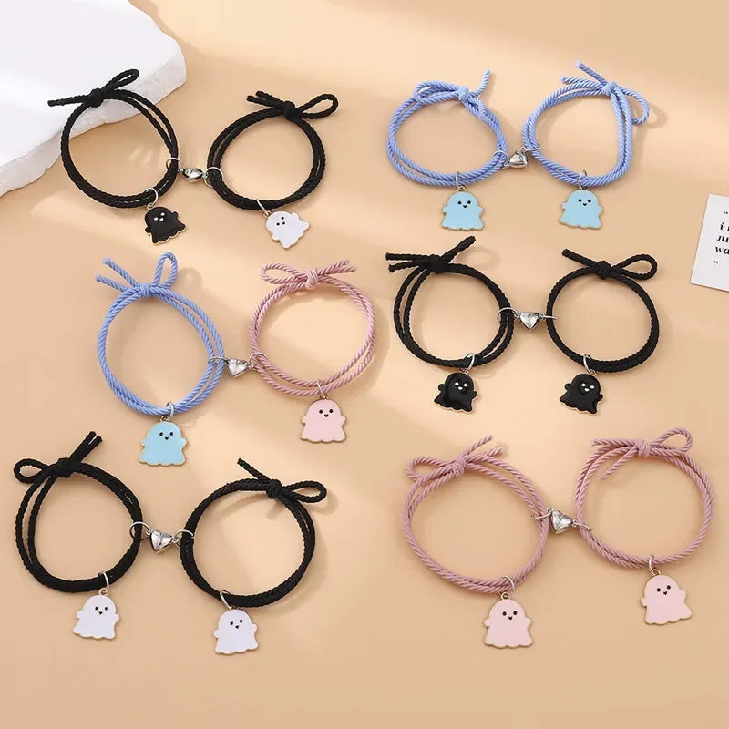 2 Teile/satz Geist Geflochtenes Armband für Liebhaber Fern Romantische Herz Magnet Paar Armbänder Freundschaft Mode Schmuck Geschenk