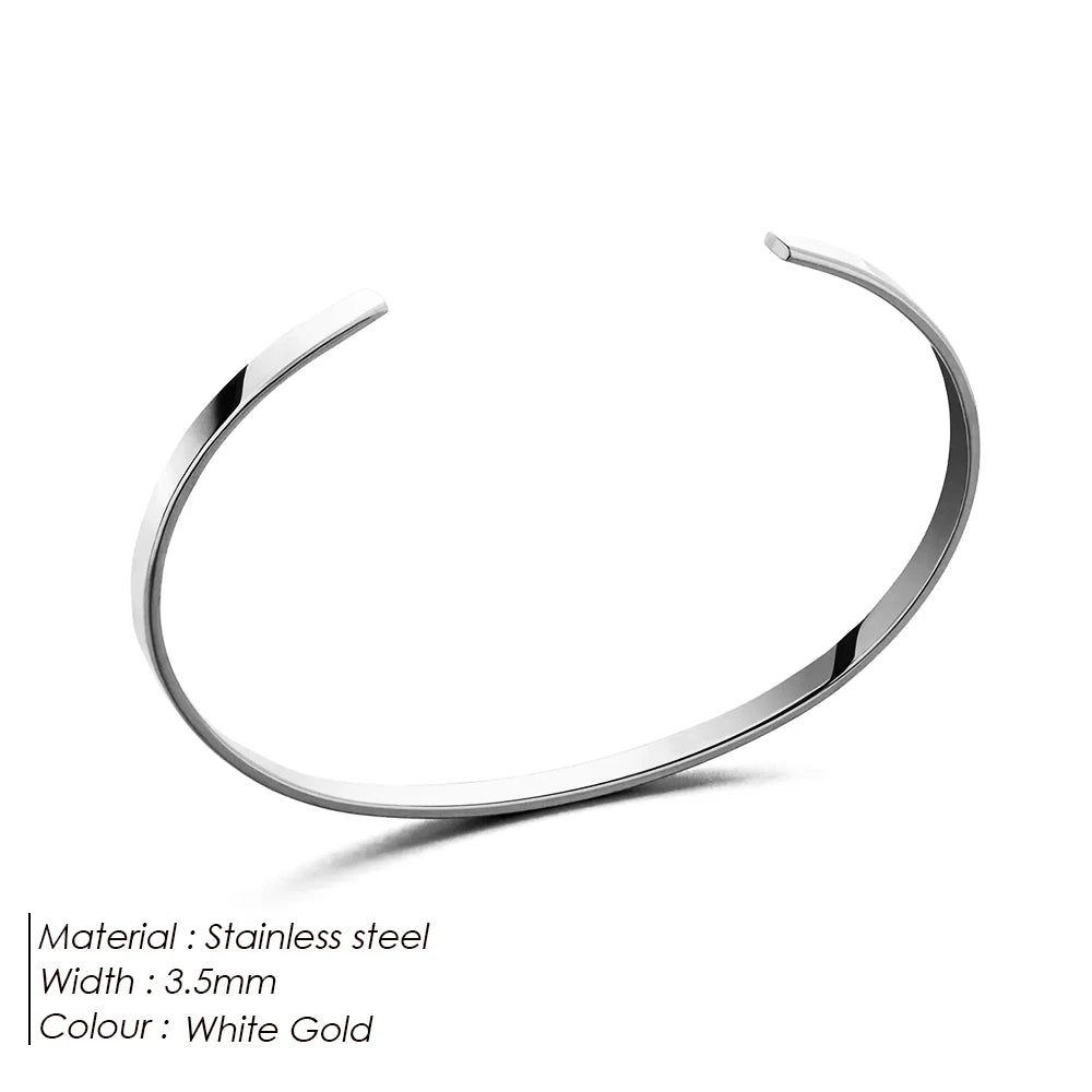 ELANDIS Offener Armreif aus Edelstahl, minimalistischer Herrenschmuck, modisches Platin-Armband, beliebtes Weihnachtsgeschenk für Paare