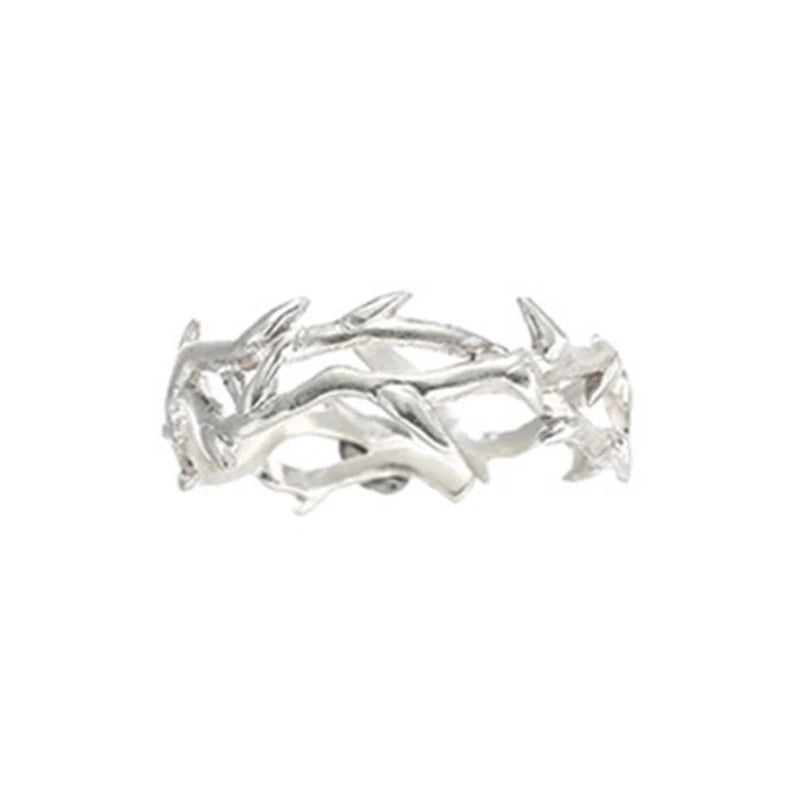 Einstellbare Ringe Silber Dorn Zweig Ringe Offene Ringe für Engagement Vorschlag Paar Schmuck Geschenke Frauen Männer Ornament