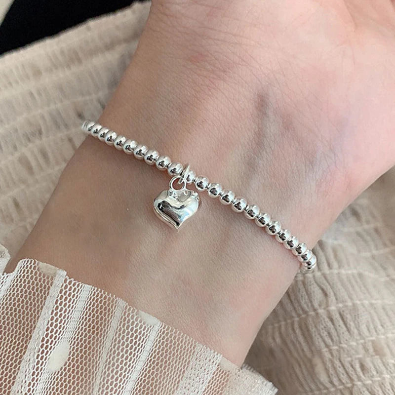 Panjbj sterling silber linie extrem feines armband für frauen lieben haert perle koreanisch ins süßes schmuck geschenk drops hipping