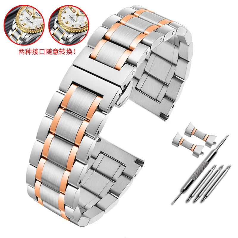 Gebogenes Ende Arc Metallarmband für Seiko Timex Citizen Casio Edelstahlarmband 20mm 22mm 24m Mattes Uhrenarmband Kettenarmband