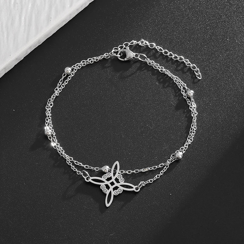 Edelstahl Hexen knoten Doppels chicht verstellbares Armband für Frauen Vintage irischen Glücks knoten Schmuck Geburtstags geschenk