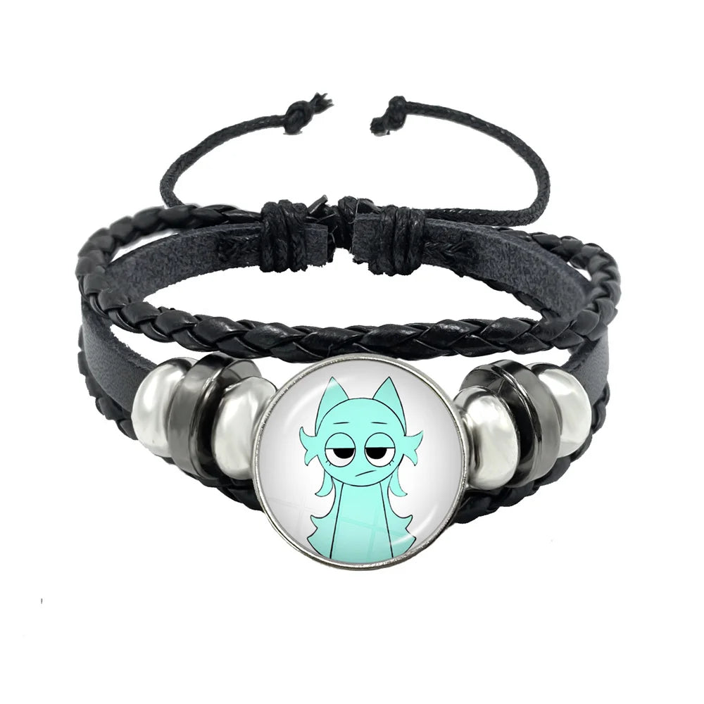 Sprunki Incredibox Anime Cartoon Charakter Leder Seil Armband Kunst Mehrschichtige geflochtene Armbänder Handgefertigte Schmuckzubehör