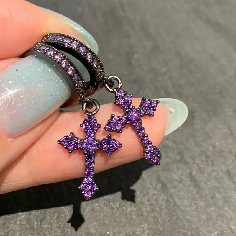Klassische Cross Point-Drill Kristall austauschbare exquisite weiße Farbe Ohrringe für Frauen Männer HipHop Party Schmuck Geschenke