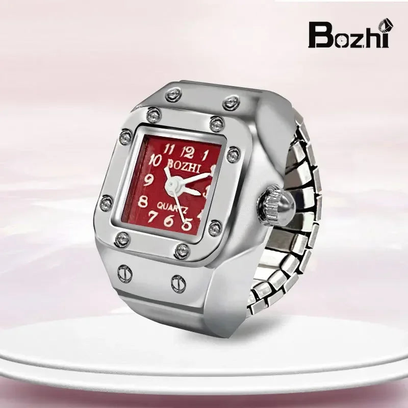 Vintage Punk Quarz Fingeruhr Ring für Frauen Männer Paar Ringe Digitale Uhren Elastische Dehnbare Finger Band Ring Schmuck Uhr