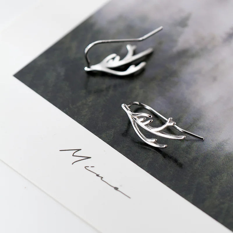 MloveAcc Ohrstecker aus 925er-Sterlingsilber mit Elchgeweih, für Damen und Mädchen, modischer feiner Silberschmuck