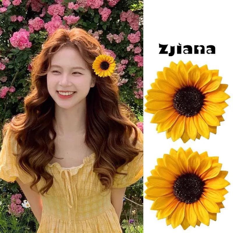 Sommer Sonnenblume Haarspange Süße Gelbe Blume Große Haarnadel Rand Clip Frauen Mädchen Mode Haar Zubehör Strand Kopfschmuck Geschenke